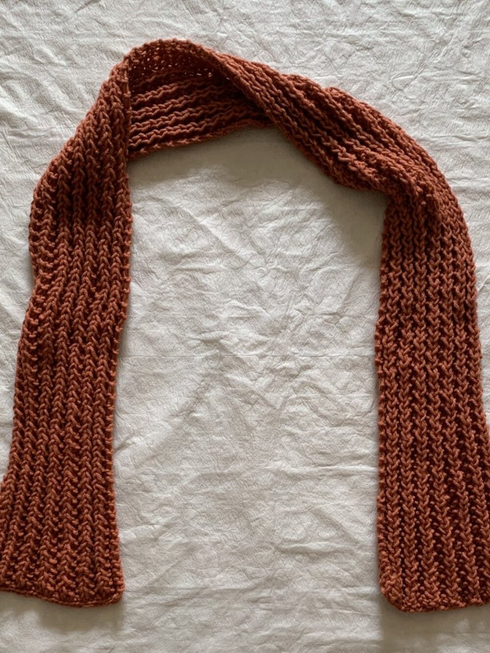 Vintage Handmade Crocheted Scarf - Orangish Color - ~57 Inches Length